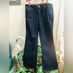 DKNY Indigo Denim Dark Wash Jeans with Silver Button